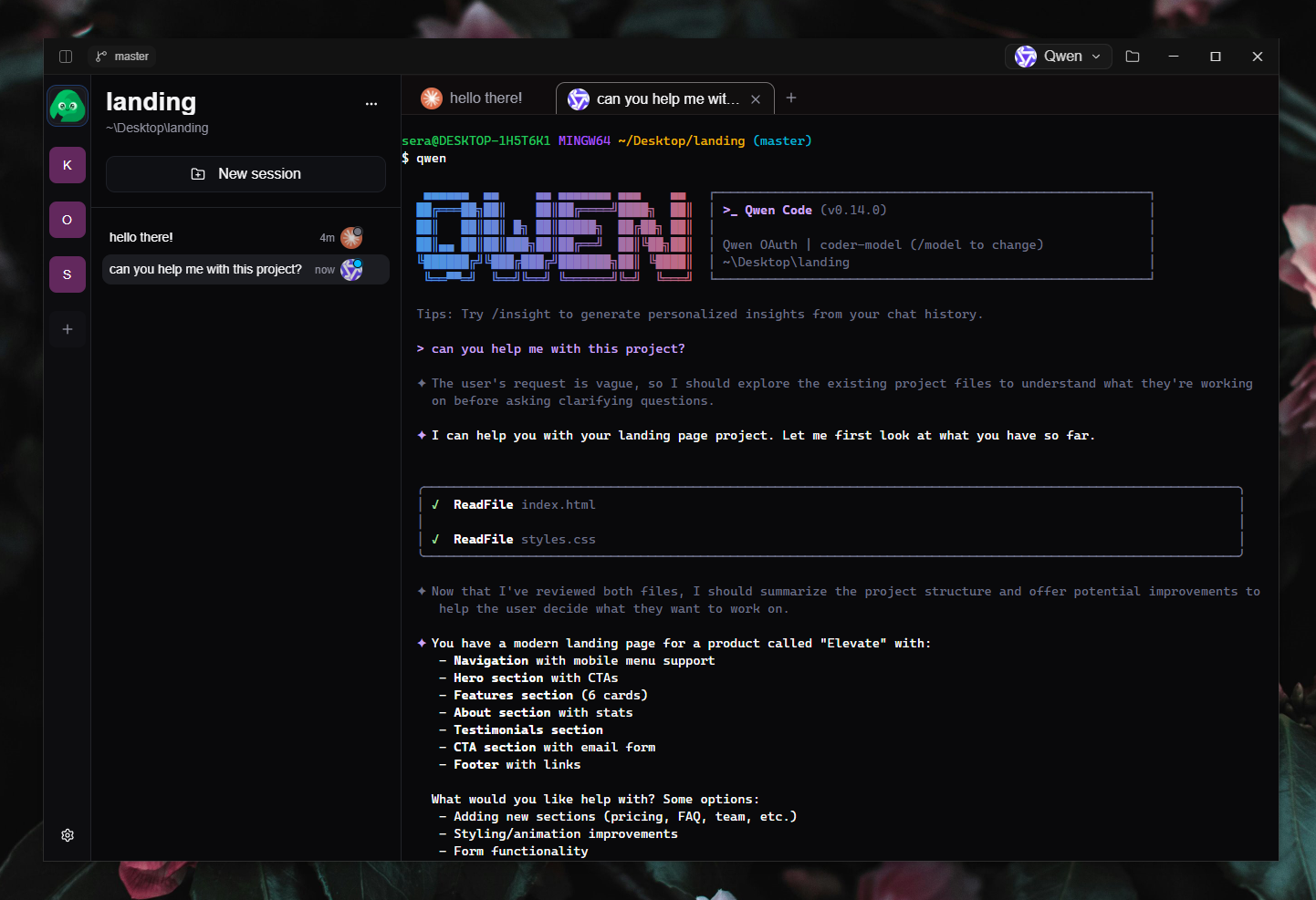 Shob terminal interface